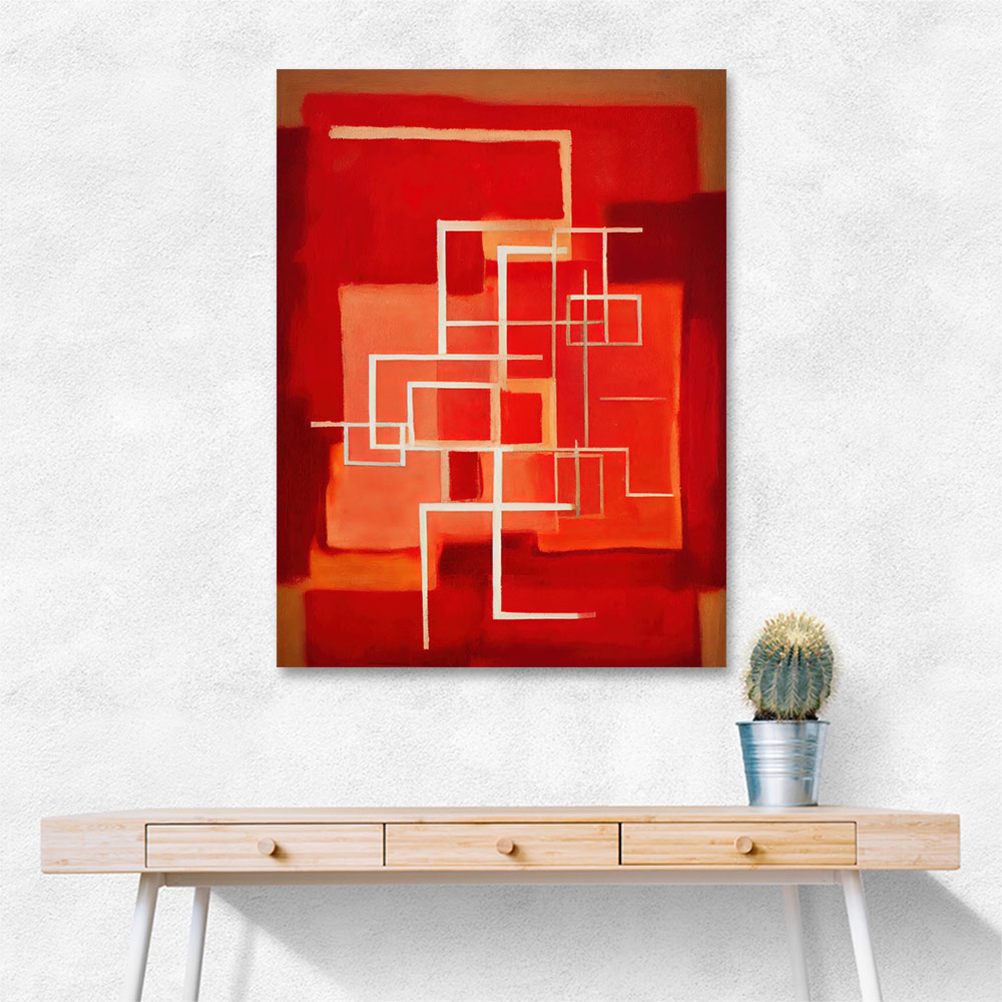 Two Abstract Red Squares In Rothko Style Wall Art