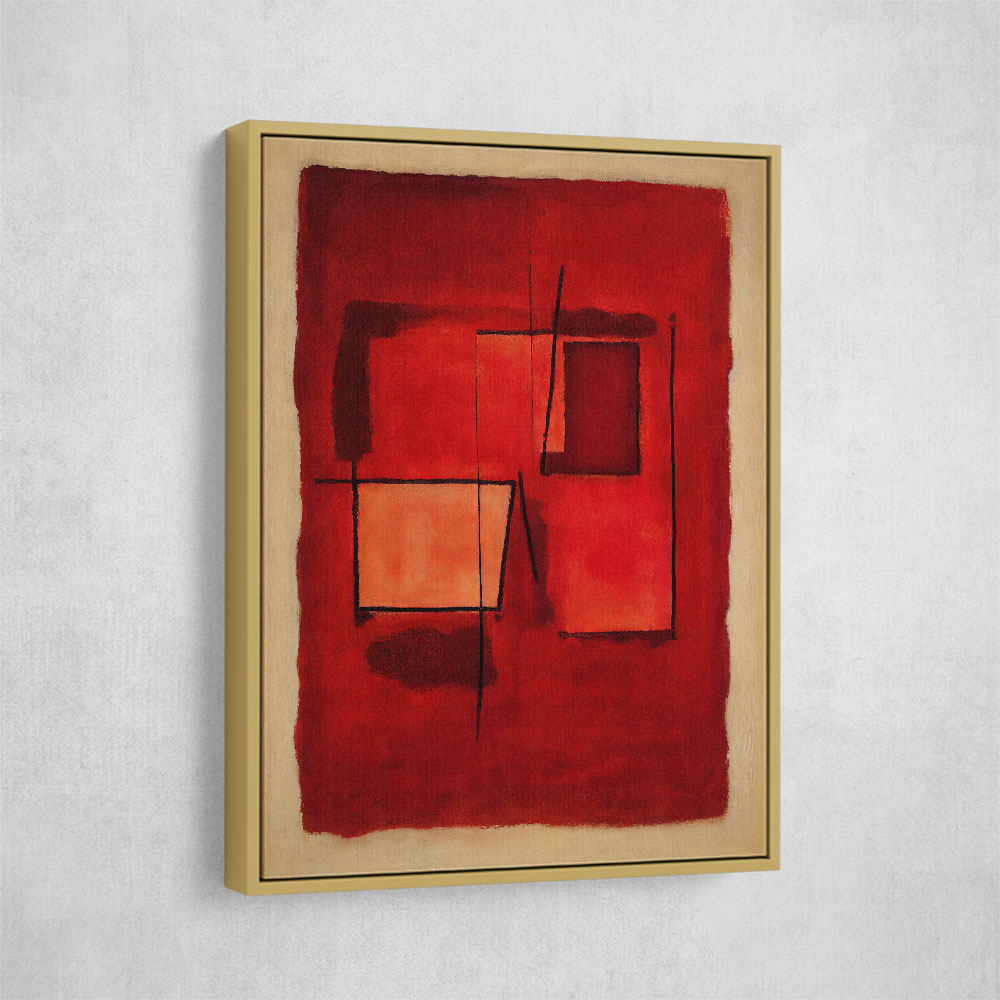 Red Abstract Squares In Rothko Style Wall Art