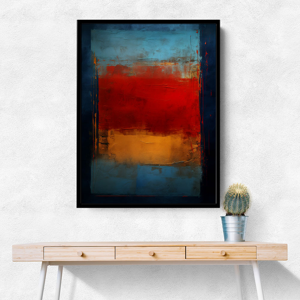 Blue, Red and Orange Rectangles Abstract In Rothko Style Wall Art