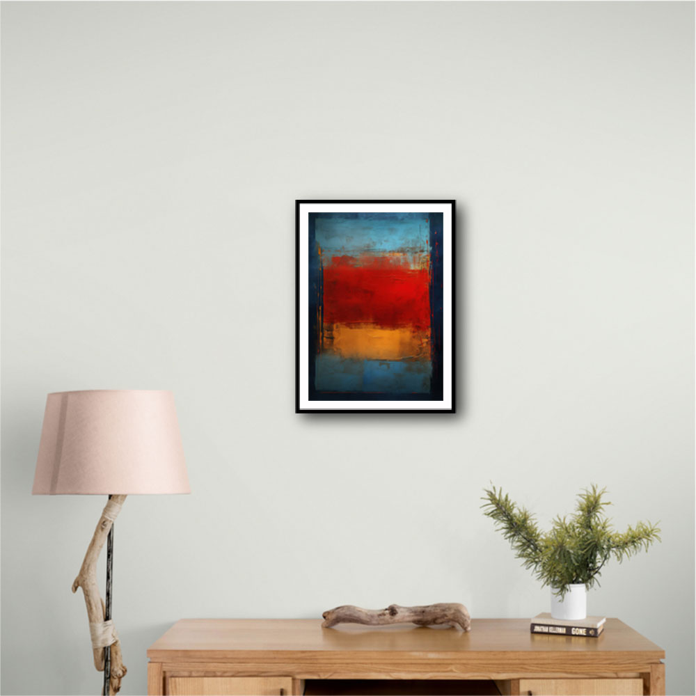 Blue, Red and Orange Rectangles Abstract In Rothko Style Wall Art