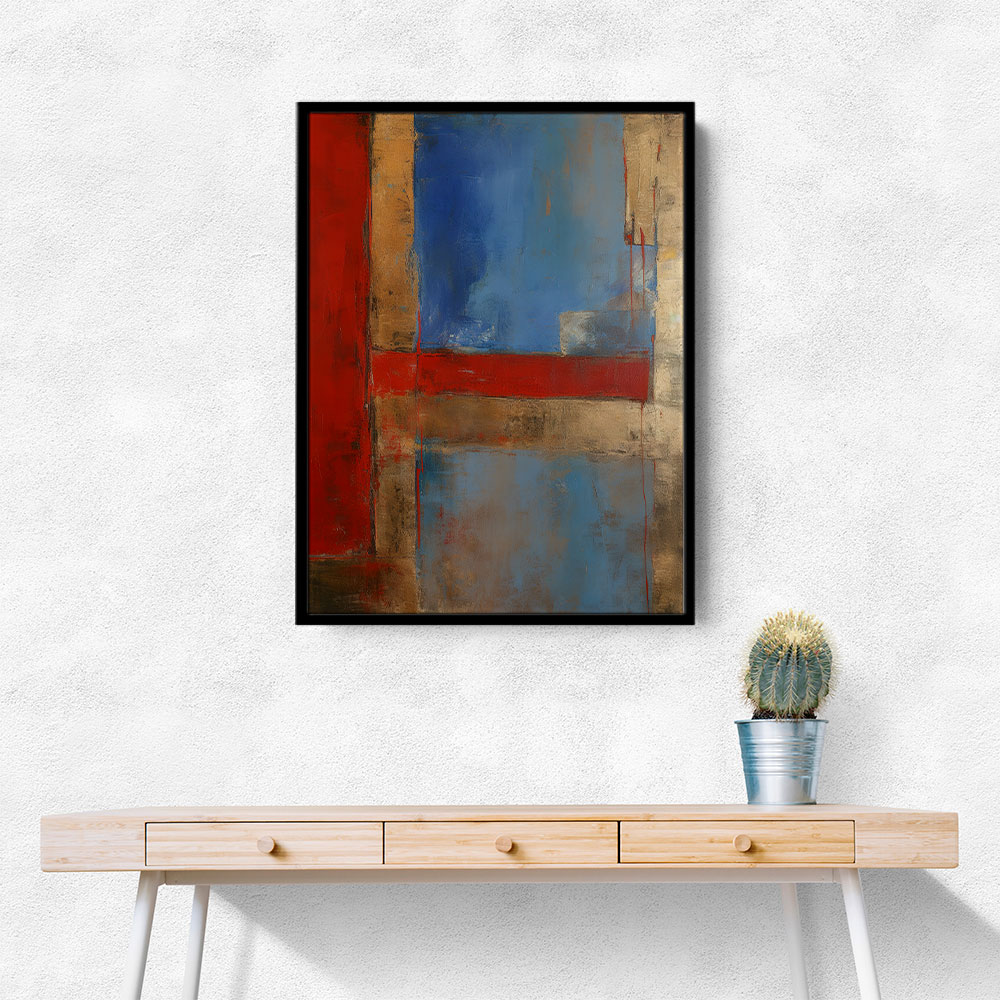 Blue, Red and Gold Abstract Rectangles Abstract In Rothko Style Wall Art