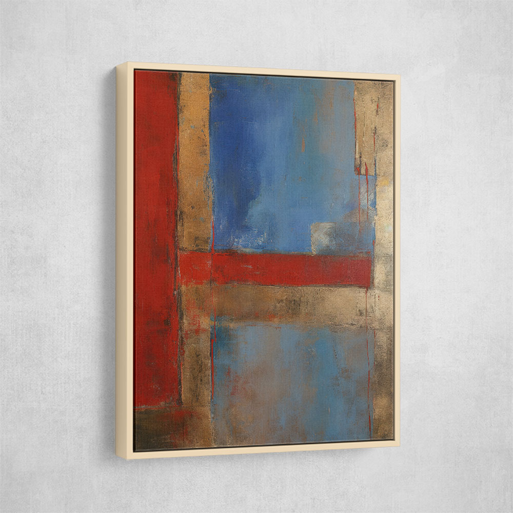 Blue, Red and Gold Abstract Rectangles Abstract In Rothko Style Wall Art