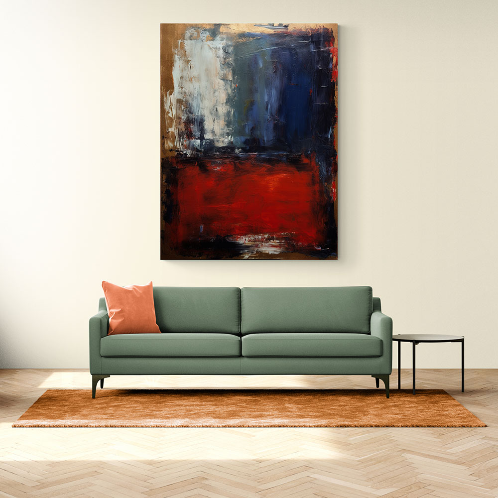 Blue & Red Abstract Squares In Rothko Style Wall Art