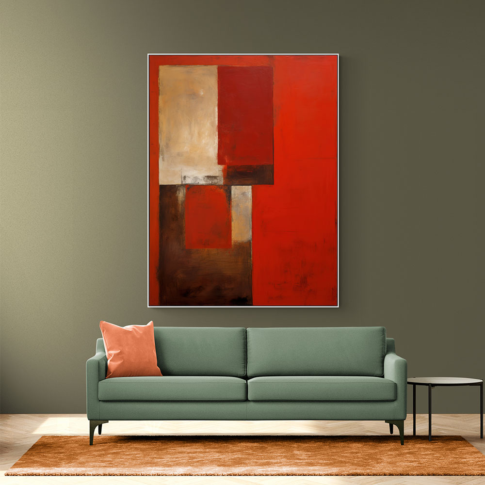 Red Abstract Squares In Rothko Style Wall Art