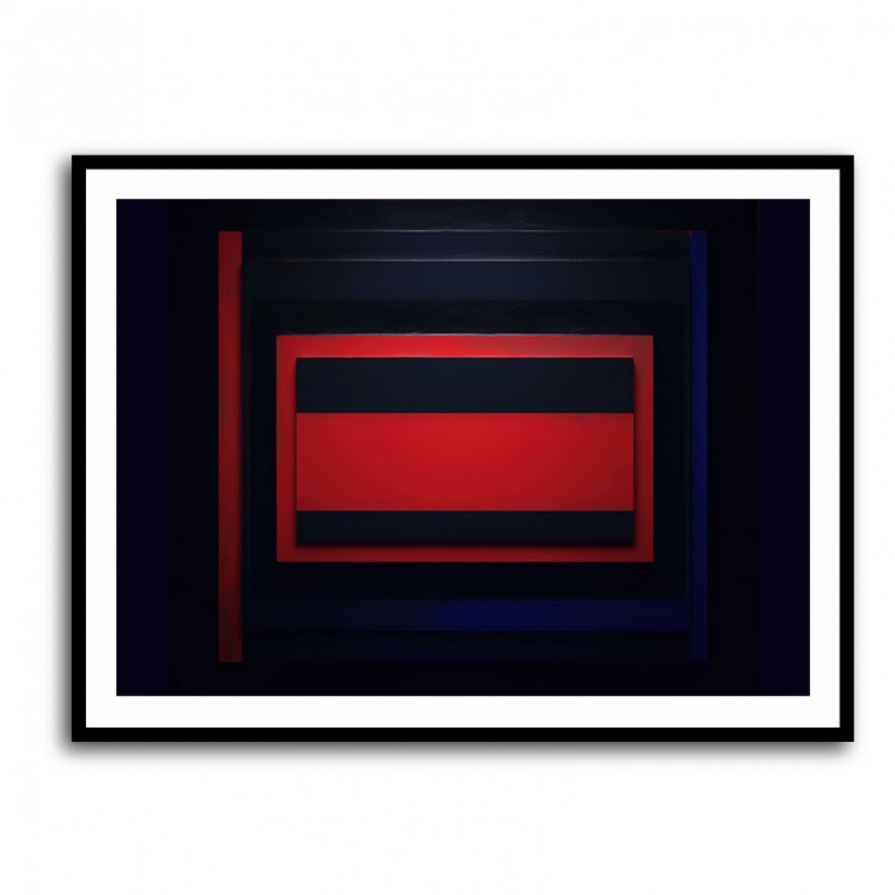 Black & Red Abstract Squares In Rothko Style Wall Art