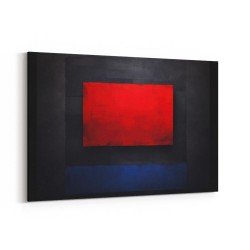 Black & Red, Blue Abstract Squares In Rothko Style Wall Art