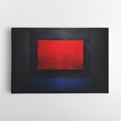 Black & Red, Blue Abstract Squares In Rothko Style Wall Art