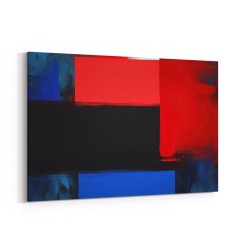 Black & Red, Blue 2 Abstract Squares In Rothko Style Wall Art