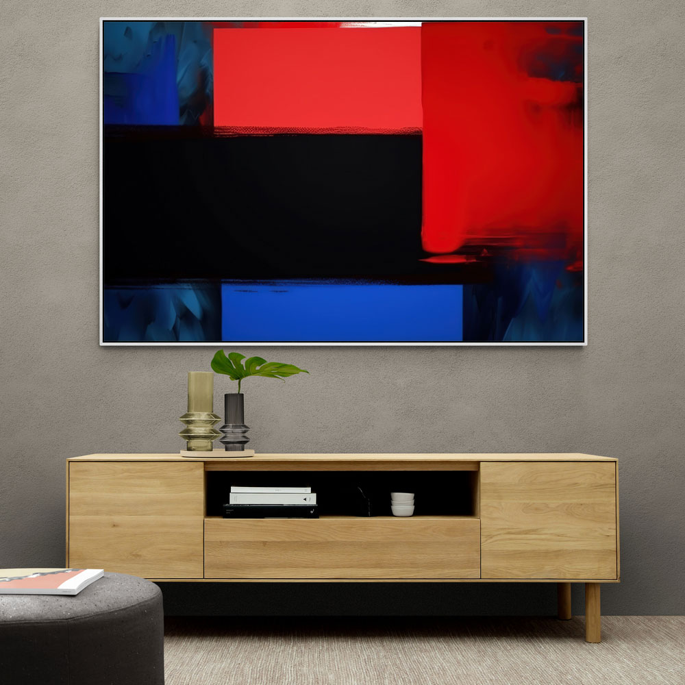 Black & Red, Blue 2 Abstract Squares In Rothko Style Wall Art