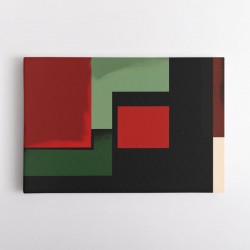 Black & Red, Green Abstract Squares In Rothko Style Wall Art