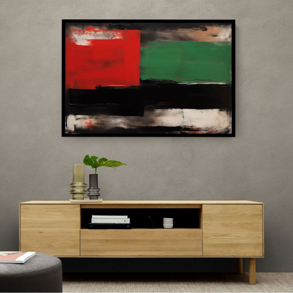 Black & Red, Green 2 Abstract Squares In Rothko Style Wall Art