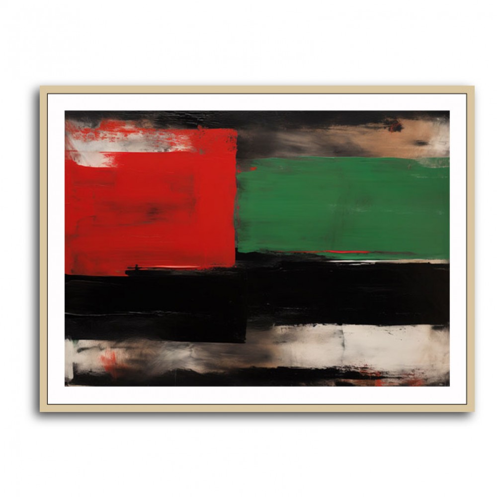 Black & Red, Green 2 Abstract Squares In Rothko Style Wall Art