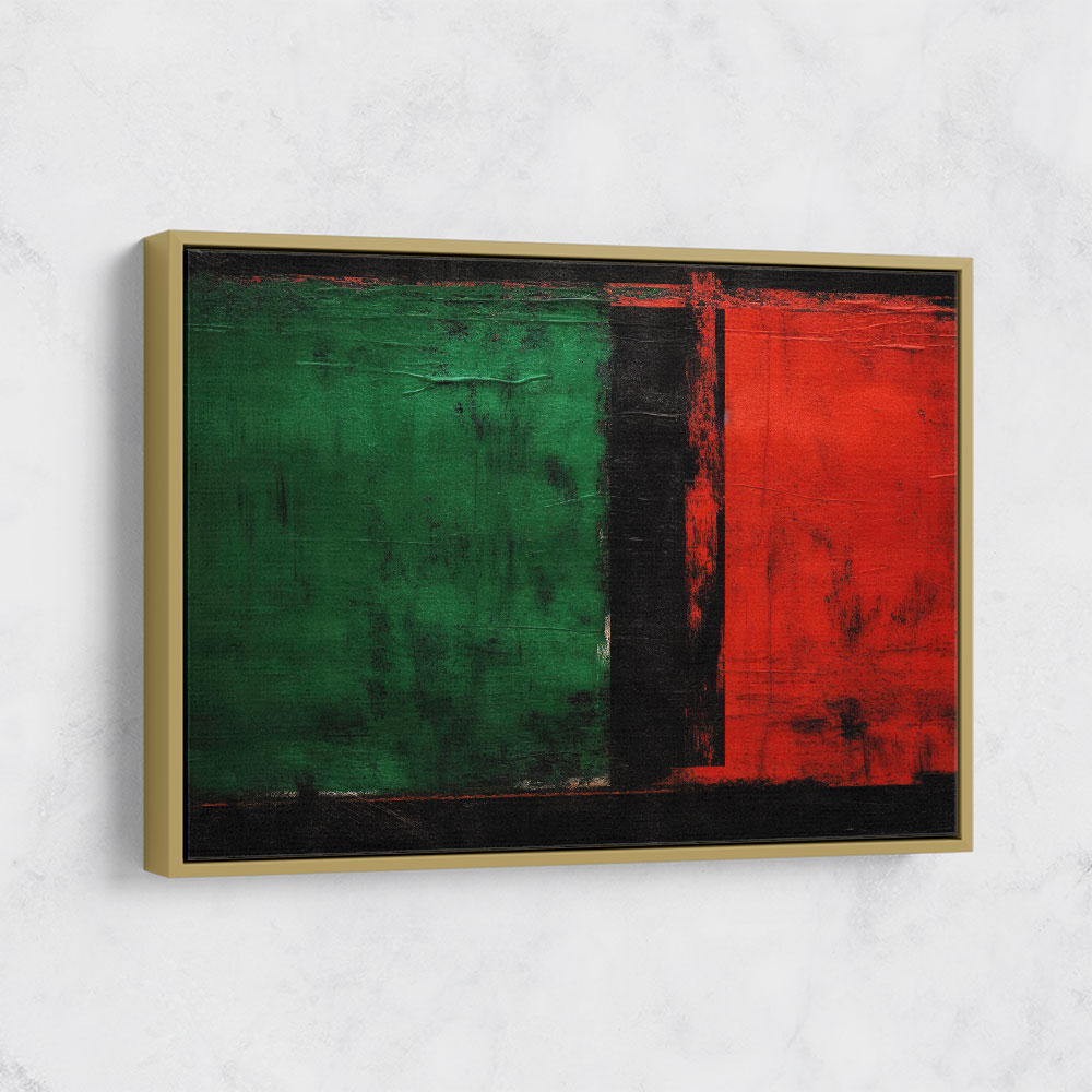 Black & Red, Green 3 Abstract Squares In Rothko Style Wall Art