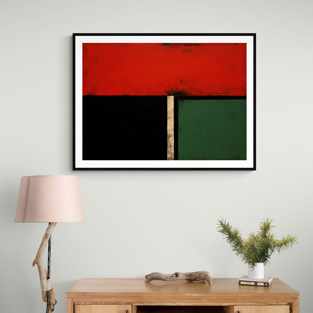 Black, Green & Red Abstract Squares In Rothko Style Wall Art Black, Green & Red Abstract Squares In Rothko Style Wall Art