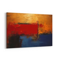 Blue, Gold & Red Abstract Squares In Rothko Style Wall Art