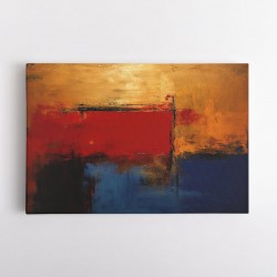 Blue, Gold & Red Abstract Squares In Rothko Style Wall Art