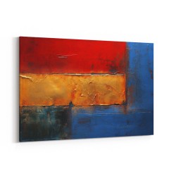 Blue, Gold & Red 2 Abstract Squares In Rothko Style Wall Art