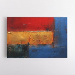 Blue, Gold & Red 2 Abstract Squares In Rothko Style Wall Art