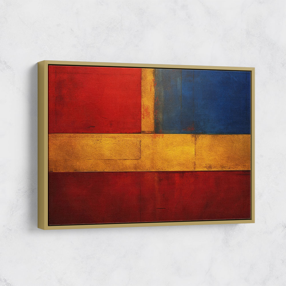 Blue, Gold & Red Abstract Rectangles In Rothko Style Wall Art