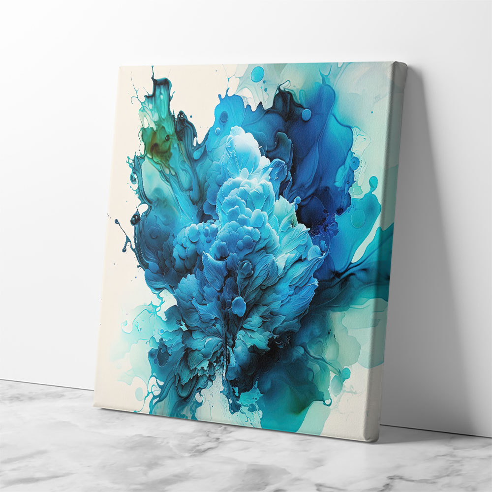 Alcohol Ink Light Blue Abstract Wall Art