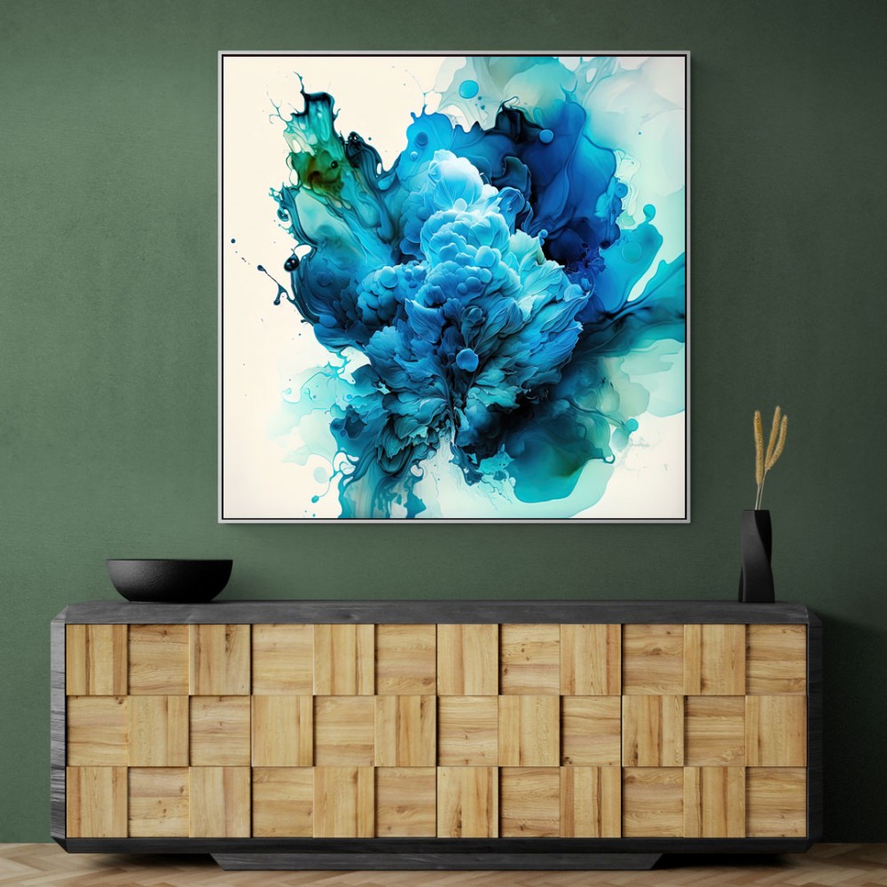 Alcohol Ink Light Blue Abstract Wall Art