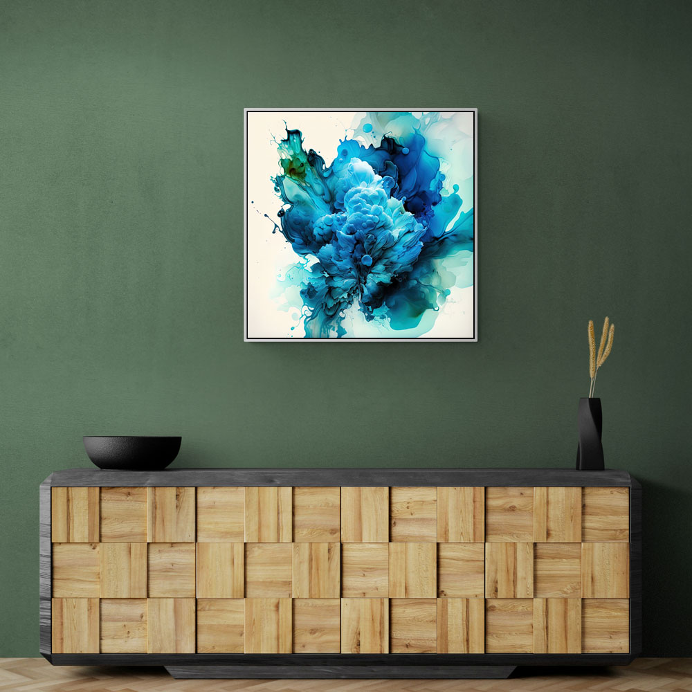 Alcohol Ink Light Blue Abstract Wall Art