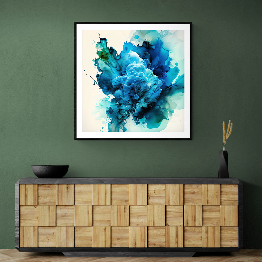 Alcohol Ink Light Blue Abstract Wall Art