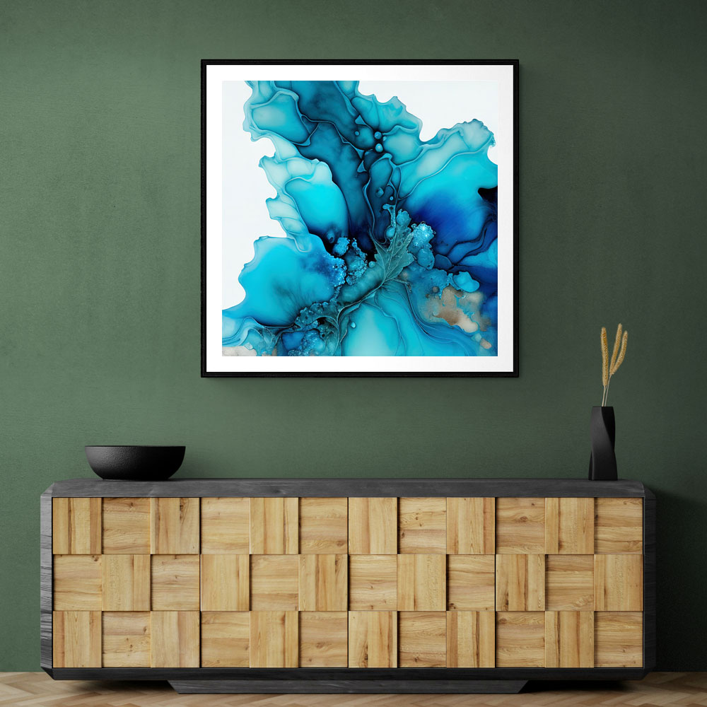 Alcohol Ink Light Blue 2 Abstract Wall Art