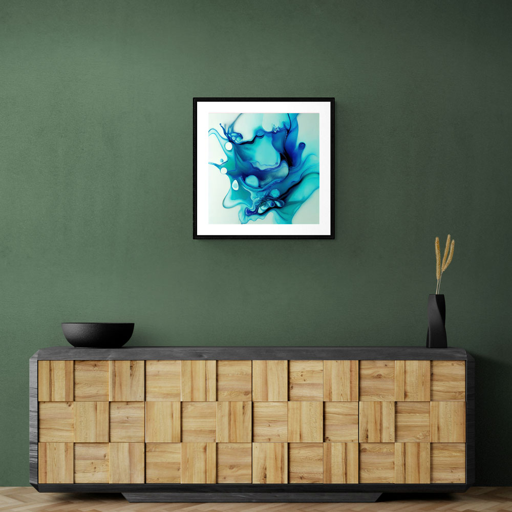 Alcohol Ink Light Blue 4 Abstract Wall Art