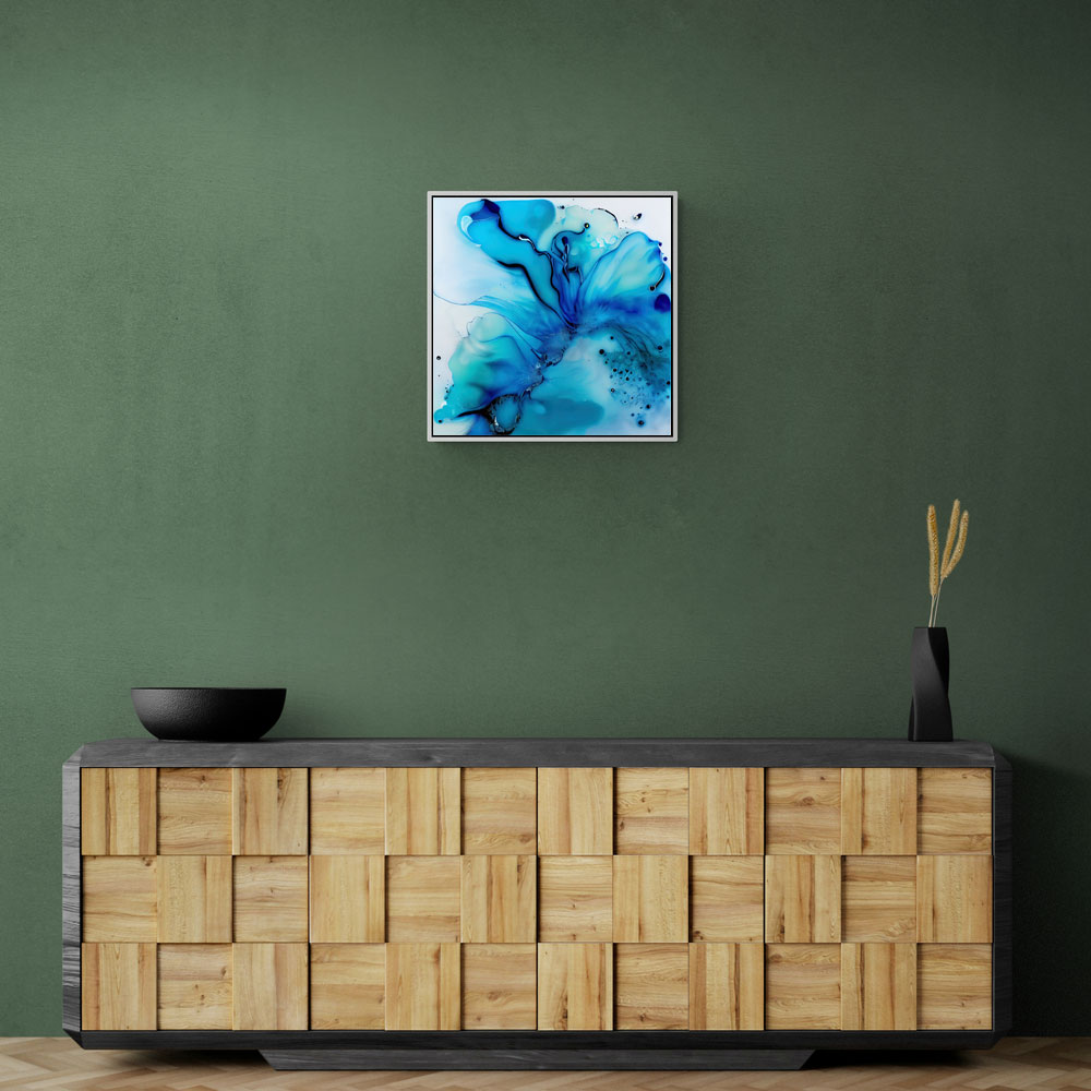 Alcohol Ink Light Blue 5 Abstract Wall Art
