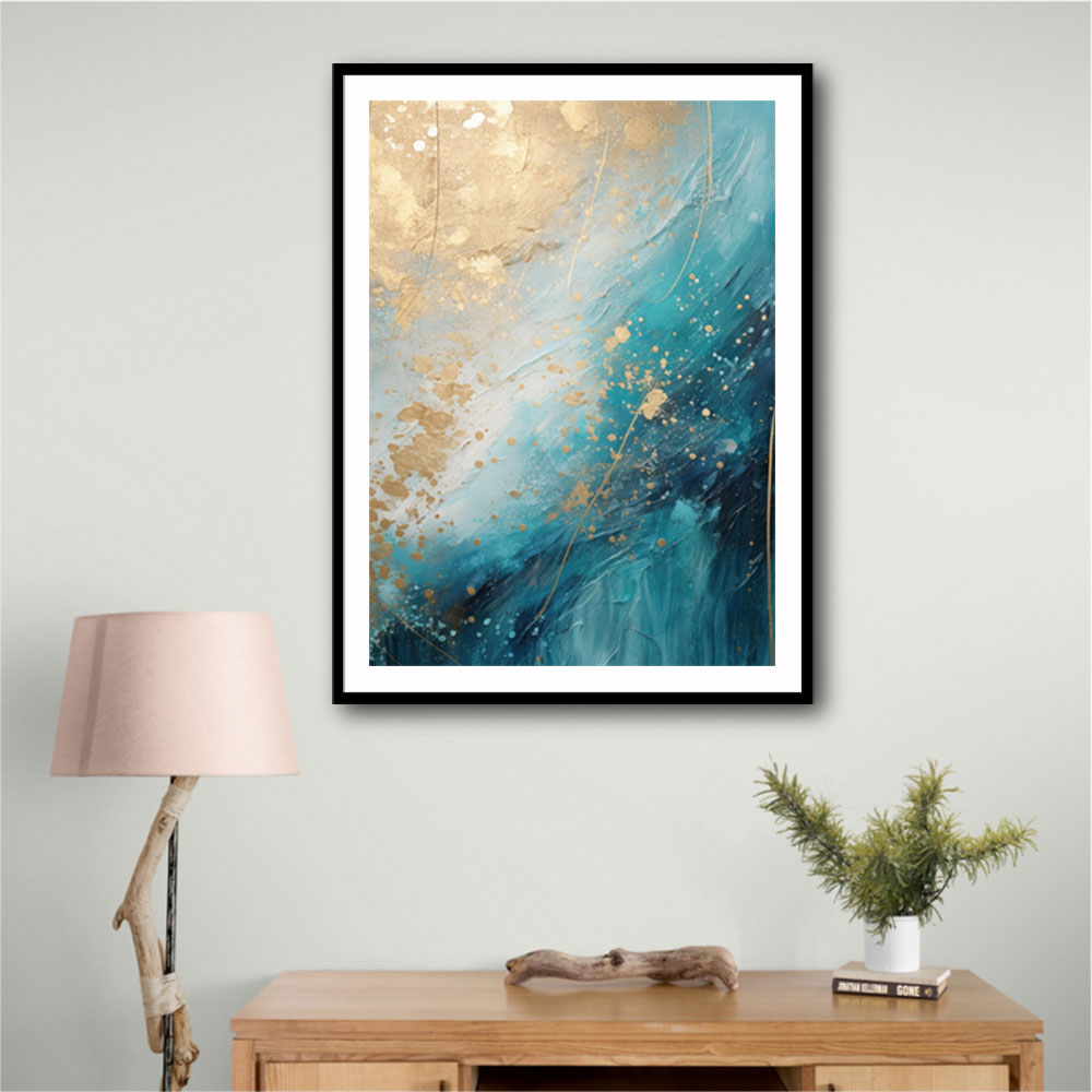 Turquoise & Gold Abstract Wall Art