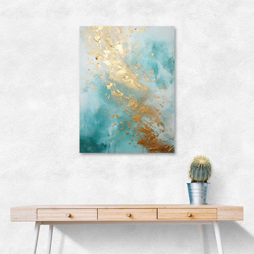 Turquoise & Gold 2 Abstract Wall Art Turquoise & Gold 2 Abstract Wall Art