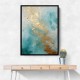Framed Canvas Size:: Extra Large 90 x 120 cm Turquoise & Gold 2 Abstract Wall Art