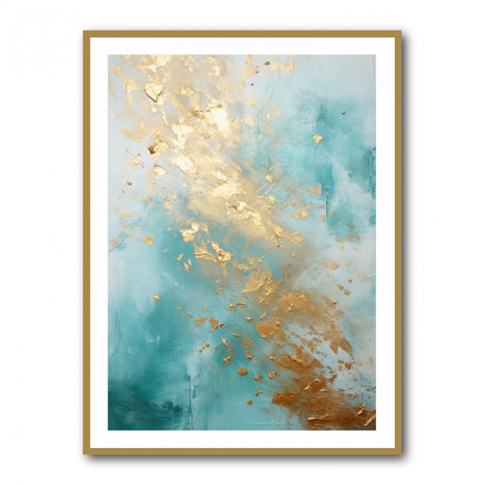 Turquoise & Gold 2 Abstract Wall Art Turquoise & Gold 2 Abstract Wall Art