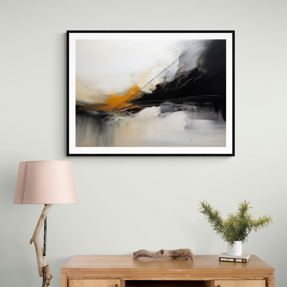 Black & Gold Abstract Strokes 3 Wall Art