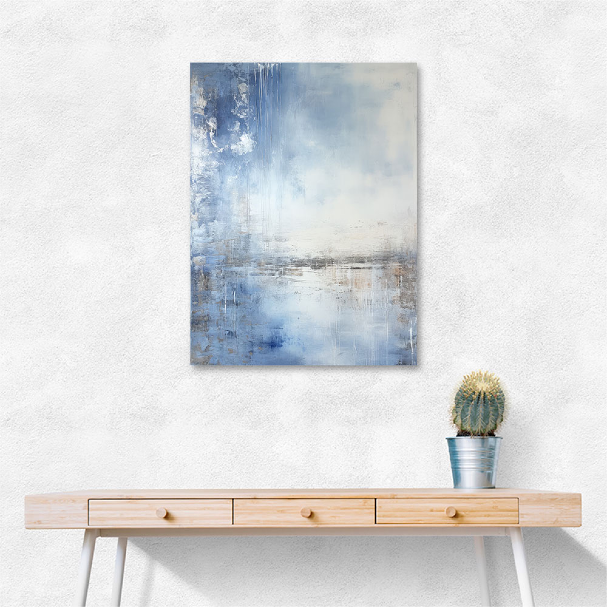 Blue & Silver Abstract Wall Art