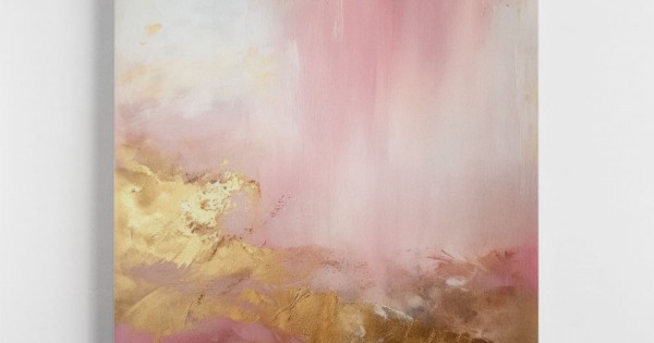 Pink & Gold Stroke Abstract Wall Art