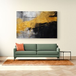 Black & Gold Texture Stoke Abstract Wall Art