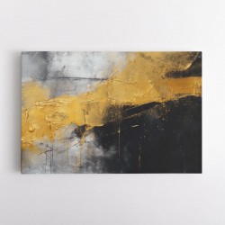 Black & Gold Texture Stoke Abstract Wall Art