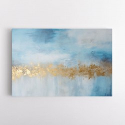 Gold Stroke on Blue Abstract 1 Wall Art