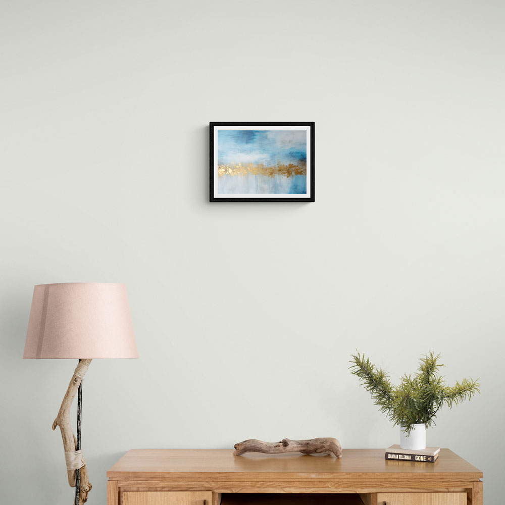 Gold Stroke on Blue Abstract 1 Wall Art Gold Stroke on Blue Abstract 1 Wall Art