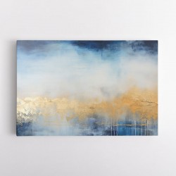 Gold Stroke on Blue Abstract 2 Wall Art