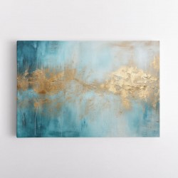 Gold Stroke on Blue Abstract 3 Wall Art