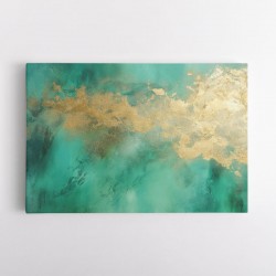 Gold Stroke on Emerald Green Abstract 1 Wall Art