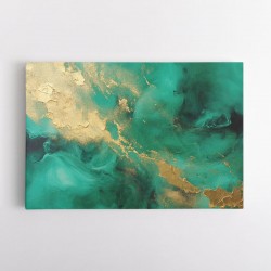 Gold Stroke on Emerald Green Abstract 3 Wall Art