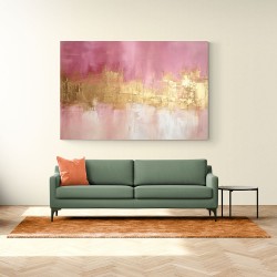 Gold Stroke on Pink Abstract Wall Art