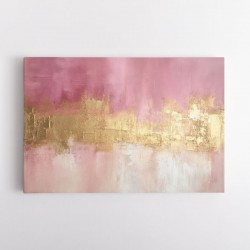 Gold Stroke on Pink Abstract Wall Art