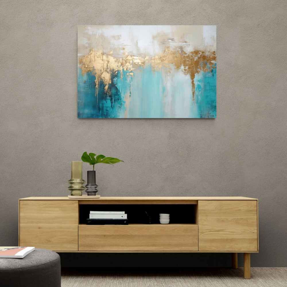 Gold Stroke on Blue Abstract 4 Wall Art Gold Stroke on Blue Abstract 4 Wall Art