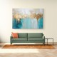 Canvas Size:: Super Size 210 x 140 cm Gold Stroke on Blue Abstract 4 Wall Art
