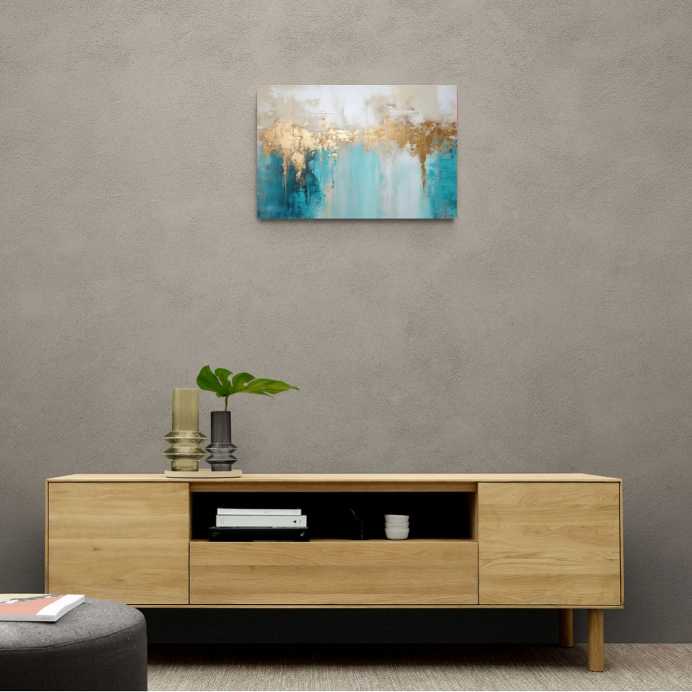 Gold Stroke on Blue Abstract 4 Wall Art